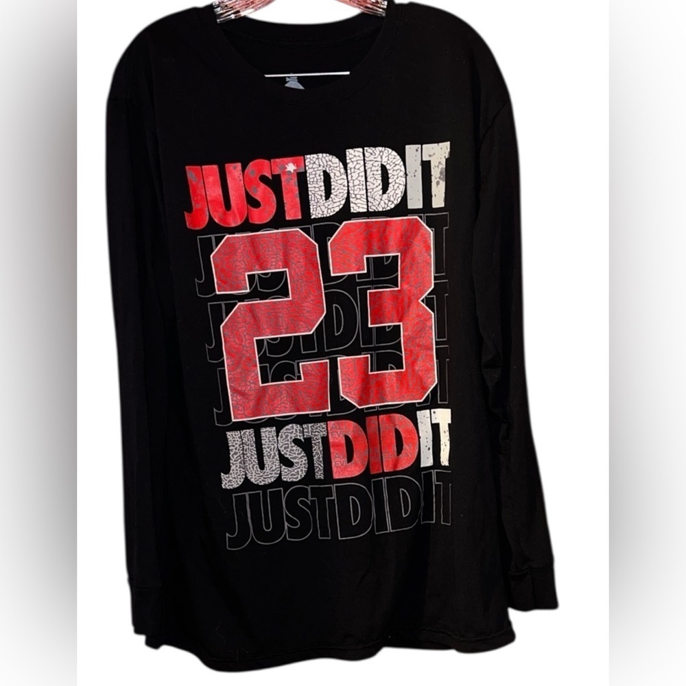 Black Long Sleeve Shirt with Red and White GraphicJust Did It 23 Size L